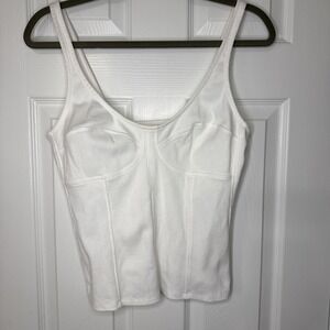 Y2K White Ribbed Corset Tank Top